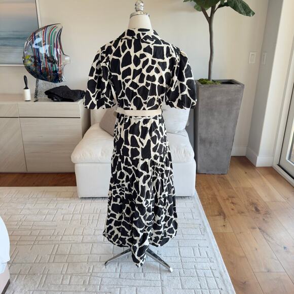 NWT Zara Black White Printed Maxi Dress with Belt Size Medium - Picture 5 of 6